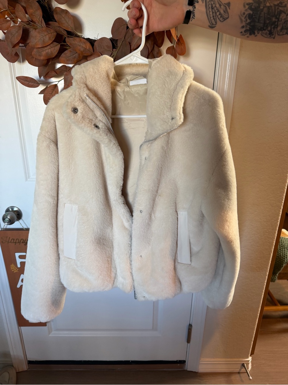 Zella Cream Teddy Faux-Fur Jacket